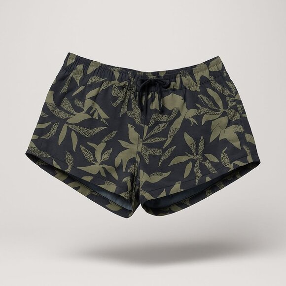 Prana Mariya Short Women Small Black Olive Seaside Print Lightweight Activewear